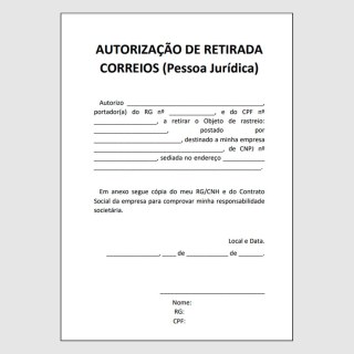 Modelo de Autorização de Retirada dos Correios na Sulink