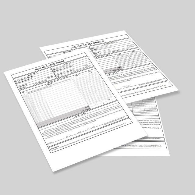 Modelo de Formulário Declaração de Conteúdo dos Correios