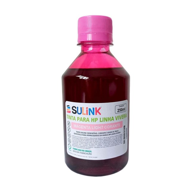 Tinta Sulink para HP Linha Vivera | 250ml Magenta Light