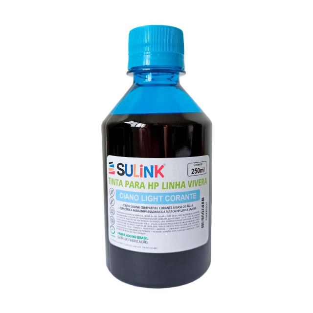 Tinta Sulink para HP Linha Vivera | 250ml Ciano Light