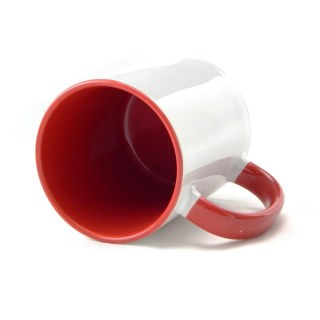 Caneca de Cerâmica Branca com Interior e Alça Colorido para Sublimação | Vermelha na Sulink