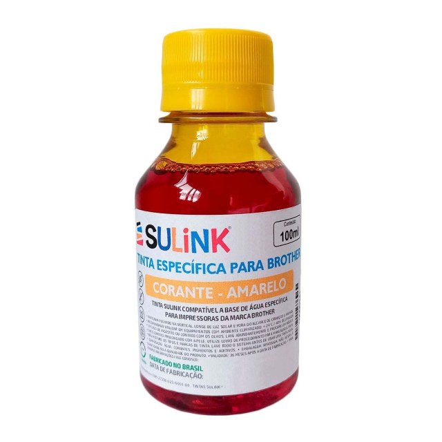 Tinta Sulink para Brother Corante | 100ml Amarelo na Sulink