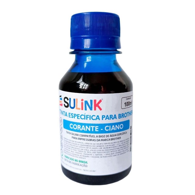 Tinta Sulink para Brother Corante | 100ml Ciano na Sulink
