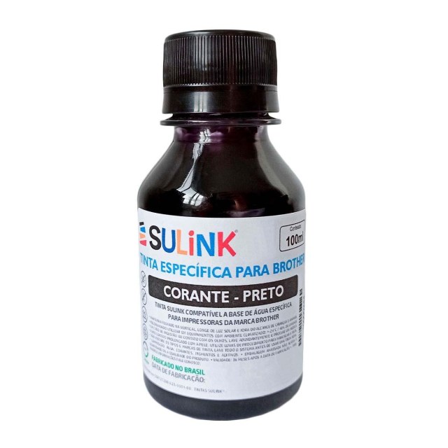 Tinta Sulink para Brother Corante | 100ml Preto na Sulink
