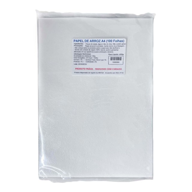 Papel Arroz em Branco para Impressão com Tinta Comestível | A4 - Pacote com 100 Folhas na Sulink