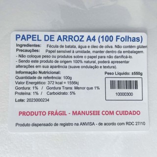 Papel Arroz em Branco para Impressão com Tinta Comestível | A4 - Pacote com 100 Folhas na Sulink