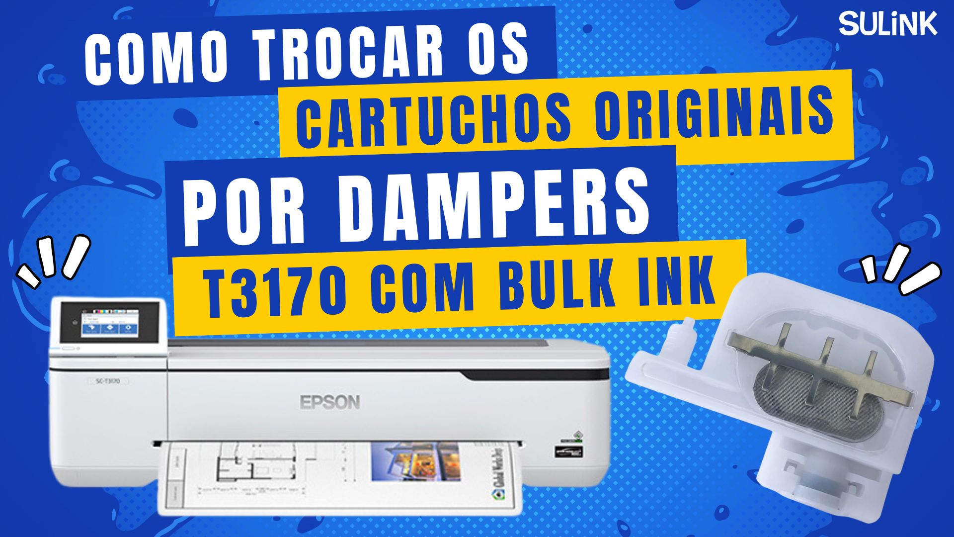 Como substituir os cartuchos originais por dampers na instalação Bulk ink da Epson T3170